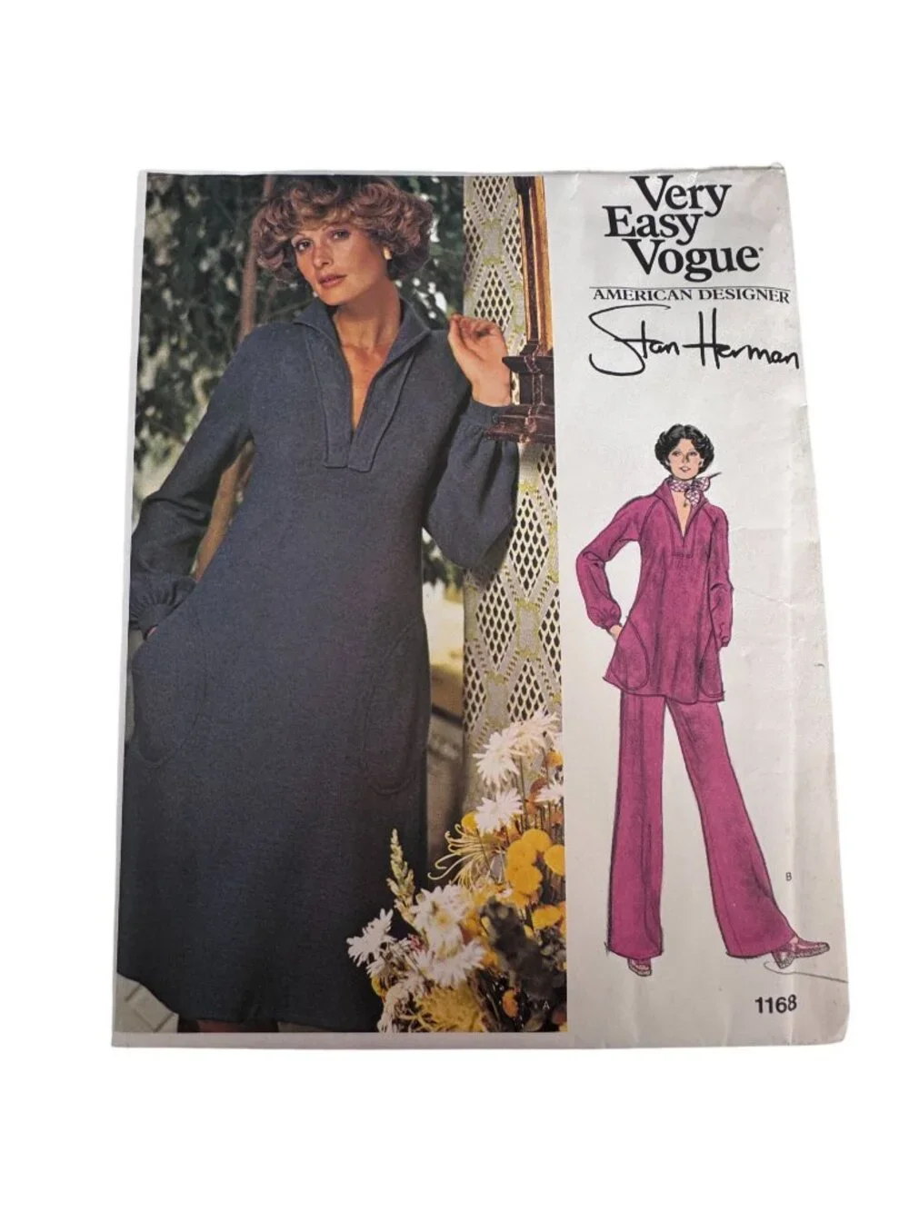 Vogue Sewing Pattern 1168 Stan Herman 70s Dress Wide Leg Pants Lounge Set 12 UC